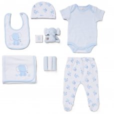 D07179: Baby Boys Elephant 10 Piece Mesh Bag Gift Set (NB-6 Months)